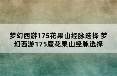 梦幻西游175花果山经脉选择 梦幻西游175魔花果山经脉选择